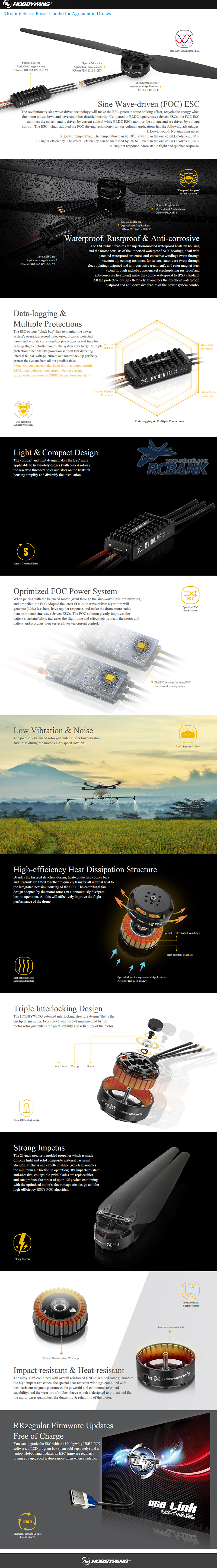 [ܼ] HBW-FOC80A-8G2 [Hobbywing] Sine-Wave ESC(80A/HV) for Xrotor8(8120) Motor (Black/G1/G2)